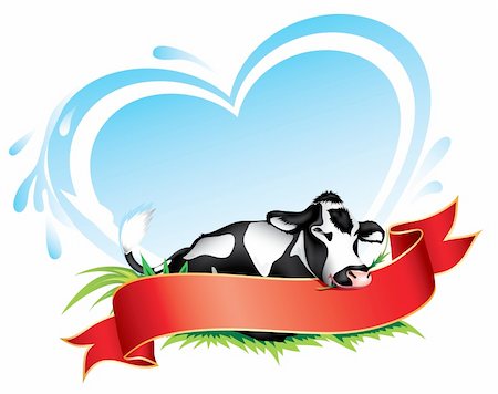 Cow with red banner for your text Stock Photo - Budget Royalty-Free & Subscription, Code: 400-04206453
