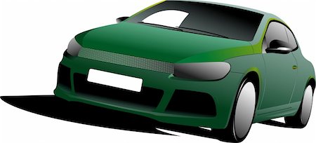 simsearch:400-05263050,k - Green Car sedan on the road. Vector illustration Photographie de stock - Aubaine LD & Abonnement, Code: 400-04206566