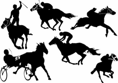 Horse  racing silhouettes. Colored Vector illustration for designers Stock Photo - Budget Royalty-Free & Subscription, Code: 400-04206567