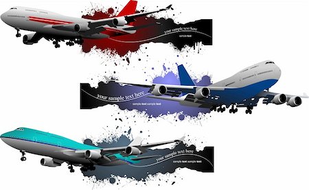 plane runway people - Three banners of plane. Vector illustration Stock Photo - Budget Royalty-Free & Subscription, Code: 400-04206641