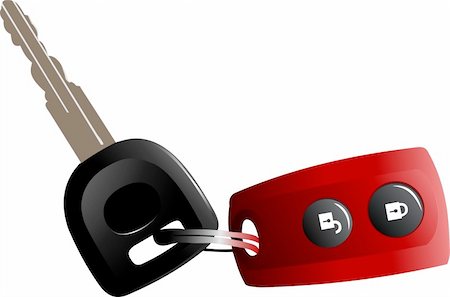 Car keys with remote control isolated over white background Stock Photo - Budget Royalty-Free & Subscription, Code: 400-04206657