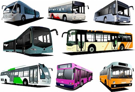 simsearch:400-04898575,k - Eight city buses. Coach. Vector illustration Stock Photo - Budget Royalty-Free & Subscription, Code: 400-04206652