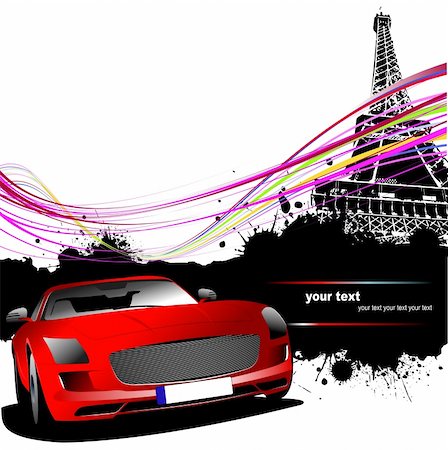 simsearch:400-09172683,k - Red car with Paris image background. Vector illustration Foto de stock - Super Valor sin royalties y Suscripción, Código: 400-04206665