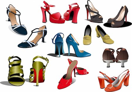 funky blue high heel shoes - Fashion woman shoes. Vector illustration Stock Photo - Budget Royalty-Free & Subscription, Code: 400-04206671