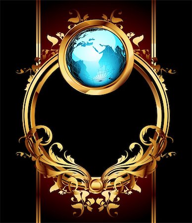 spheres in landmarks - ornate frame with globe, this  illustration may be useful  as designer work Stock Photo - Budget Royalty-Free & Subscription, Code: 400-04207745