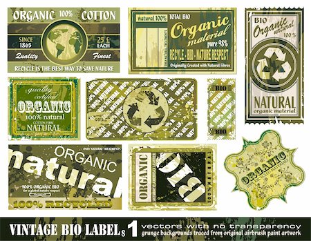 simsearch:400-04306902,k - Vintage BIO labels collection with 9 grunge style sticker backgrounds - Set 1 Photographie de stock - Aubaine LD & Abonnement, Code: 400-04207969