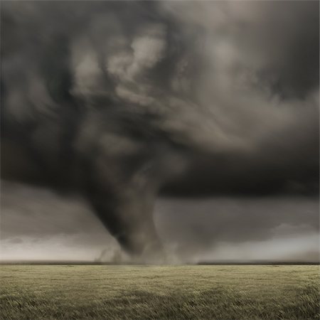 simsearch:400-04752699,k - A large tornado working its way across fields. Stockbilder - Microstock & Abonnement, Bildnummer: 400-04208227