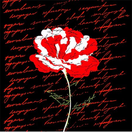 flower border design of rose - Red flower on black background Stock Photo - Budget Royalty-Free & Subscription, Code: 400-04208235