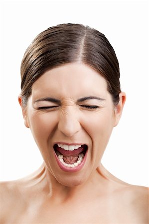 portrait screaming girl - Portrait of a beautiful woman yelling very loud Stock Photo - Budget Royalty-Free & Subscription, Code: 400-04208287