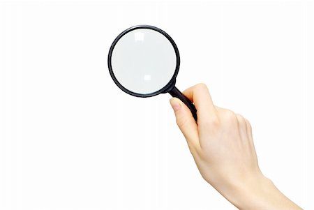 detective at the crime scene - hand holding a magnifying glass on white Stock Photo - Budget Royalty-Free & Subscription, Code: 400-04208356