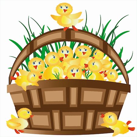 duckling meadow - Basket with ducklings Stock Photo - Budget Royalty-Free & Subscription, Code: 400-04208478