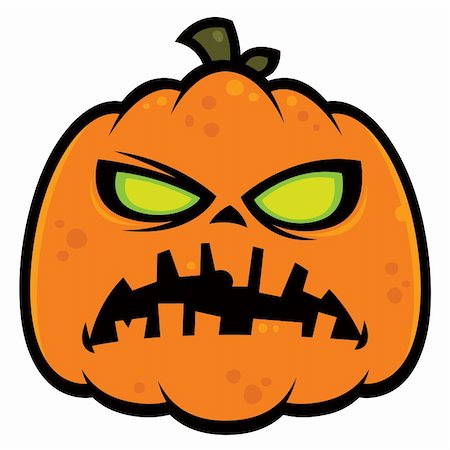 Cartoon illustration of a zombie pumpkin jack-o-lantern with green eyes. Great for Halloween. Stock Photo - Budget Royalty-Free & Subscription, Code: 400-04208512