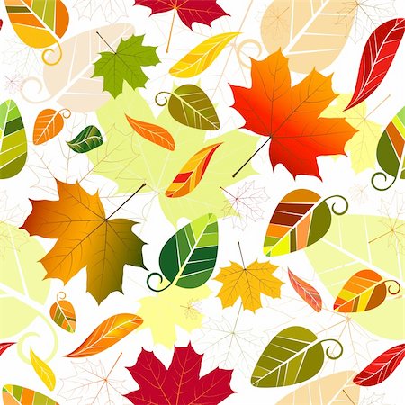 simsearch:400-04279579,k - Floral seamless pattern of colorful leaves (vector) Stock Photo - Budget Royalty-Free & Subscription, Code: 400-04208688