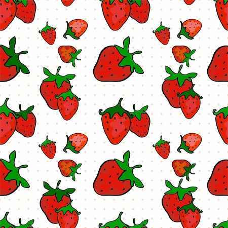simsearch:400-05890035,k - Seamless pattern with a strawberry (vector) Foto de stock - Super Valor sin royalties y Suscripción, Código: 400-04208683