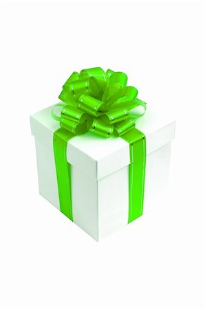 simsearch:400-05902598,k - White box with green bow isolated on white Photographie de stock - Aubaine LD & Abonnement, Code: 400-04208709