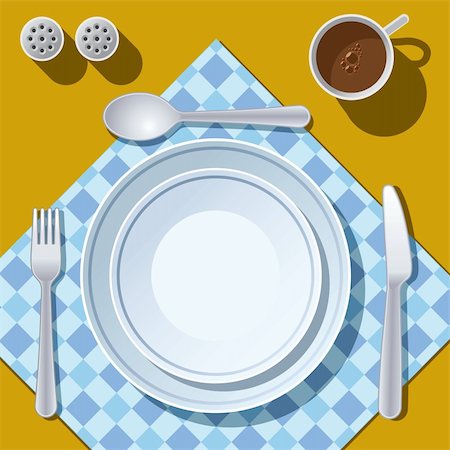 simsearch:400-07421498,k - Place setting with plate, fork, spoon and knife Photographie de stock - Aubaine LD & Abonnement, Code: 400-04208744