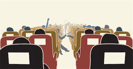passenger inside airplane - Editable vector illustration of passengers in an airplane Stock Photo - Budget Royalty-Free & Subscription, Code: 400-04209550