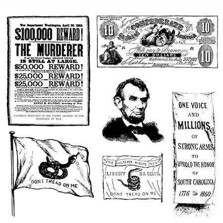 simsearch:400-04209744,k - Set of historical illustrations from the American Civil War. Foto de stock - Super Valor sin royalties y Suscripción, Código: 400-04209575