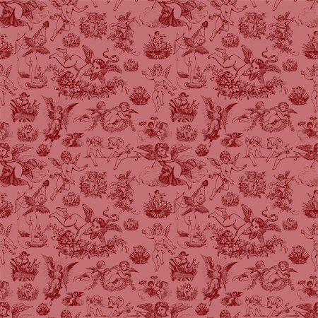 Detailed pattern featuring cupids and angels. Easy to edit. Each character is separate. Fotografie stock - Microstock e Abbonamento, Codice: 400-04209579