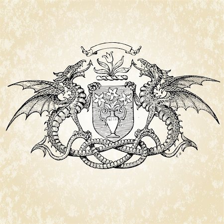 simsearch:400-04710729,k - Detailed gothic dragon illustration. Easy to change colors. Foto de stock - Super Valor sin royalties y Suscripción, Código: 400-04209587