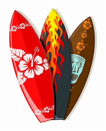 Vector surf boards with Hawaiian patterns Stock Photo - Budget Royalty-Free & Subscription, Code: 400-04209589