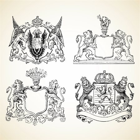 retro cat pattern - Animal crest illustrations. Easy to edit or change color. Stock Photo - Budget Royalty-Free & Subscription, Code: 400-04209644
