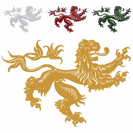 simsearch:400-04710715,k - Detailed gothic lions. Easy to change color. Foto de stock - Royalty-Free Super Valor e Assinatura, Número: 400-04209645