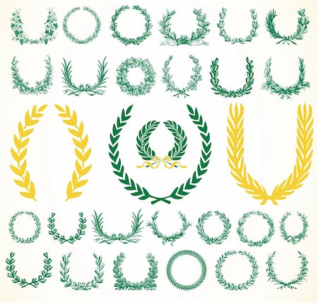 simsearch:400-04710715,k - Set of detailed vector victory laurel wreaths. Easy to edit and change colors. Foto de stock - Royalty-Free Super Valor e Assinatura, Número: 400-04209758