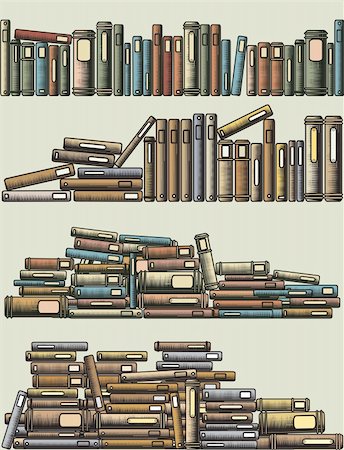 Editable vector illustrations of rows and piles of books as foreground design elements Photographie de stock - Aubaine LD & Abonnement, Code: 400-04209767