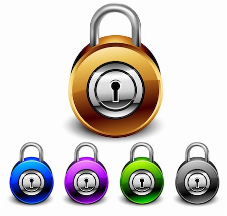 simsearch:400-05320318,k - padlocks set, this  illustration may be useful  as designer work Stock Photo - Budget Royalty-Free & Subscription, Code: 400-04200079
