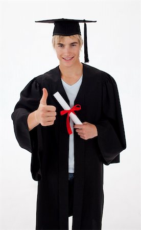 Happy Teen Guy Celebrating Graduation agaisnt white background Foto de stock - Super Valor sin royalties y Suscripción, Código: 400-04200210