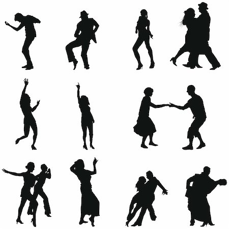 Collection of different dance silhouettes. Vector illustration. Stock Photo - Budget Royalty-Free & Subscription, Code: 400-04200301