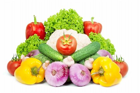 Assorted fresh vegetables isolated on white background Stock Photo - Budget Royalty-Free & Subscription, Code: 400-04200422
