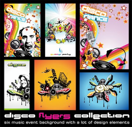 simsearch:400-04320039,k - Set of 6 Quality Colorful Background for Discoteque Event Flyers with music design elements Photographie de stock - Aubaine LD & Abonnement, Code: 400-04200685