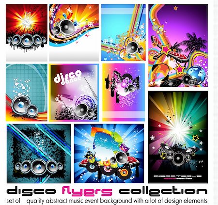 simsearch:400-08530618,k - 10 Abstract Music Background for Discoteque Flyer with a lot of desgin elementes - Set 3 Foto de stock - Royalty-Free Super Valor e Assinatura, Número: 400-04200687