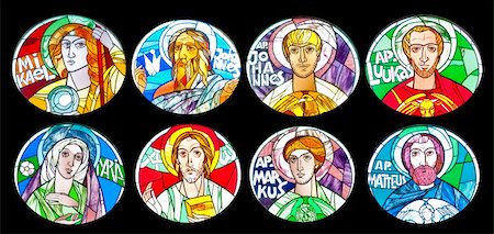 simsearch:400-06099898,k - set of ancient vibrant colorful stained glasses with saints combined in one file, very good detalisation (church in Narva, Estonia) Stock Photo - Budget Royalty-Free & Subscription, Code: 400-04200700