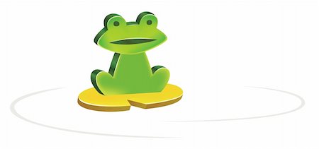 simsearch:400-04442300,k - illustration drawing of green frog sitting on a yellow lotus leaf Photographie de stock - Aubaine LD & Abonnement, Code: 400-04200718