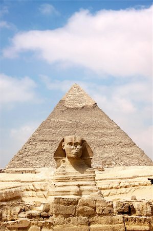 simsearch:400-09222068,k - Sphinx and the Great Pyramid in the Egypt Stock Photo - Budget Royalty-Free & Subscription, Code: 400-04201053