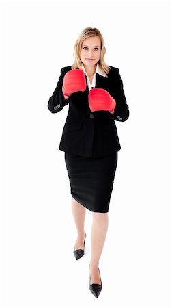 Ambitious businesswoman boxing  wearing a black suit Stock Photo - Budget Royalty-Free & Subscription, Code: 400-04201123
