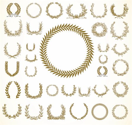 Set of detailed vector victory laurel wreaths. Easy to edit and change colors. Stock Photo - Budget Royalty-Free & Subscription, Code: 400-04201310