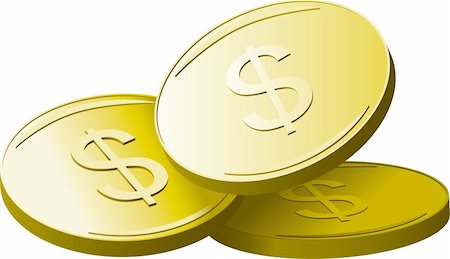 simsearch:400-07262818,k - Gold coins with dollar sign. Vector illustration Foto de stock - Royalty-Free Super Valor e Assinatura, Número: 400-04201439