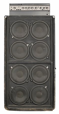 rock speakers - Photograph of the front of an old guitar or bass amplifier. Clipping path included. Foto de stock - Super Valor sin royalties y Suscripción, Código: 400-04201590