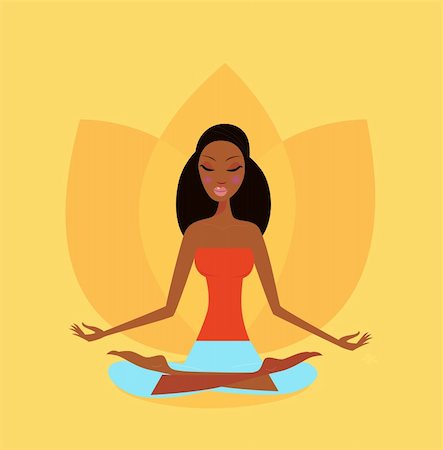 simsearch:400-04335941,k - A girl meditating in lotus yoga position. Serene woman in harmony with nature. Orange backgroud color bring peaceful atmosphere. Stock Photo - Budget Royalty-Free & Subscription, Code: 400-04201664