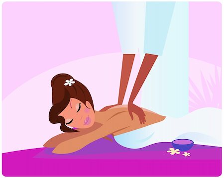Young woman gets a massage. Vector Illustration. Stock Photo - Budget Royalty-Free & Subscription, Code: 400-04201666