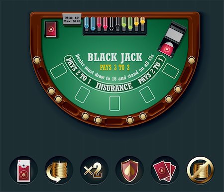 Detailed black jack casino table with icons Stock Photo - Budget Royalty-Free & Subscription, Code: 400-04202444