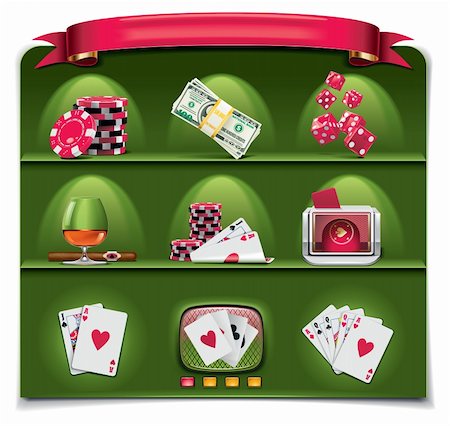 Set of the icons representing casino related objects Stock Photo - Budget Royalty-Free & Subscription, Code: 400-04202447