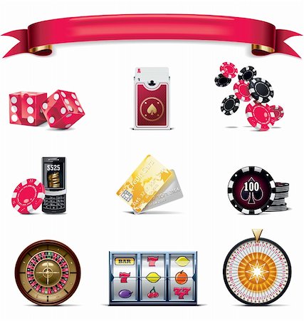 simsearch:400-07116344,k - Set of the icons representing casino related objects Stock Photo - Budget Royalty-Free & Subscription, Code: 400-04202450