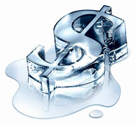 Crisis finance - the dollar symbol in melting ice - devaluated money - image symbolizing the bankruptcy or devaluation of money Foto de stock - Super Valor sin royalties y Suscripción, Código: 400-04202571