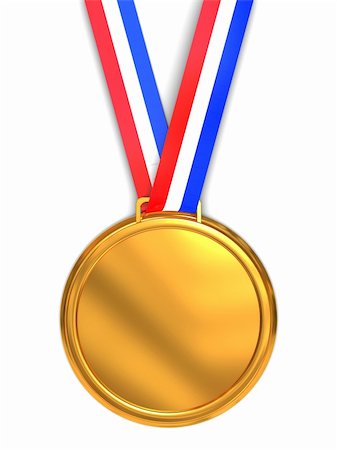 3d illustration of golden medal over white background Stockbilder - Microstock & Abonnement, Bildnummer: 400-04202655