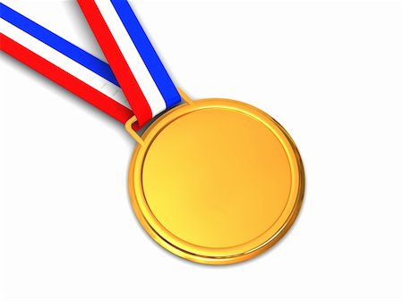 3d illustration of golden medal over white background Stockbilder - Microstock & Abonnement, Bildnummer: 400-04202656
